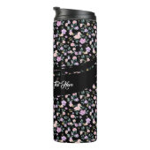 Black Flower Lady floral pattern Thermosbeker (Geroteerd rechts)