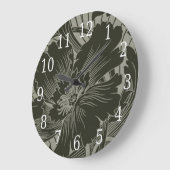 Black Flower Line Art  Grote Klok (Hoek)