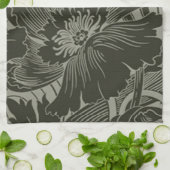 Black Flower Line Art Kitchen Towel Theedoek (Gevouwen)