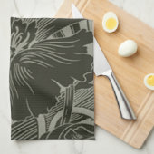 Black Flower Line Art Kitchen Towel Theedoek (Quarter Fold)