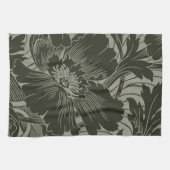 Black Flower Line Art Kitchen Towel Theedoek (Horizontaal)