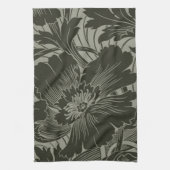 Black Flower Line Art Kitchen Towel Theedoek (Verticaal)
