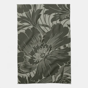 Black Flower Line Art Kitchen Towel Theedoek