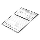 Black Flower Line Design Business Invoice Sjabloon Notitieblok (Schuin)