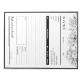 Black Flower Line Design Business Invoice Sjabloon Notitieblok (Voorkant)