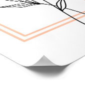 Black Flower Outline met Peach Lijst Art Poster (Hoek)