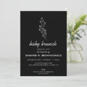 Black Flower Summer Herfst Brunch Baptism Kaart (Staand voorkant)