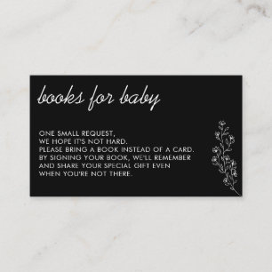 Black Flower Summer Herfst Gift Books Baby Informatiekaartje