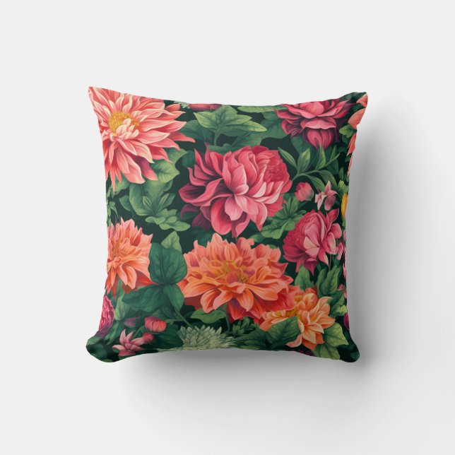 Black Flower vibrant and orange pink Kussen (Voorkant)