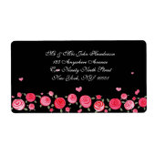 Black Flower Wedding Elegant Address Stickers (Voorkant)