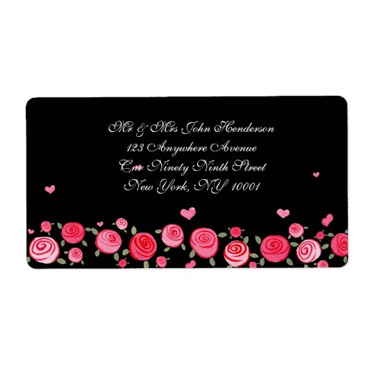 Black Flower Wedding Elegant Address Stickers (Voorkant)