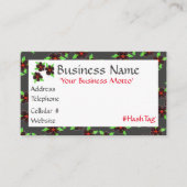 Black Flowered Designer Visitekaartje Kortingskaartje (Voorkant)