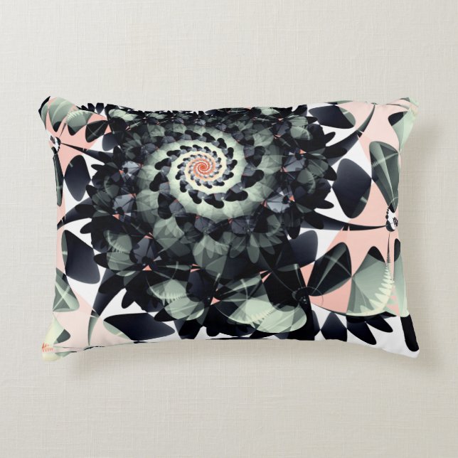 Black Flowers Abstract Accent Kussen (Voorkant)