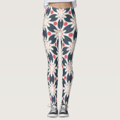 Black Flowers and Pink Spots Pattern Leggings (Voorkant)