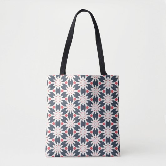 Black Flowers and Pink Spots Pattern Tote Bag (Voorkant)