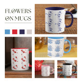 Black Flowers bloemenpatroon koffie mok