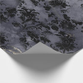 Black Flowers Graphite Sepia Grungy Ink Shabby Cadeaupapier (Hoek)