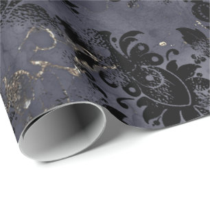 Black Flowers Graphite Sepia Grungy Ink Shabby Cadeaupapier