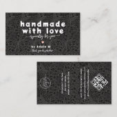 Black Flowers Handmade Logo QR Code Dank je wel Visitekaartje (Voorkant / Achterkant)