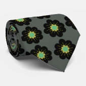 Black Flowers Hippie Art   Neck Tie Stropdas (Opgerold)