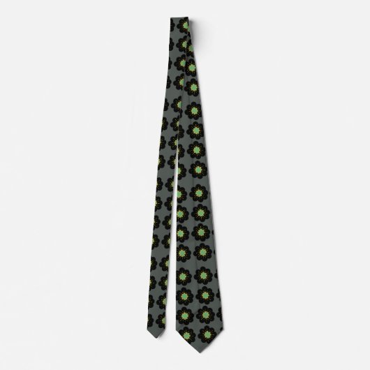 Black Flowers Hippie Art Neck Tie Stropdas (Achterkant)