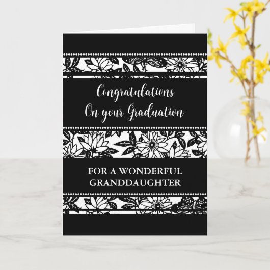 Black Flowers kleindochter Afstuderen Kaart (Gele Bloem)