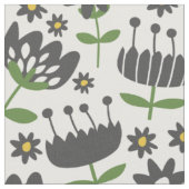 Black Flowers Patroon Stof (Close Up)