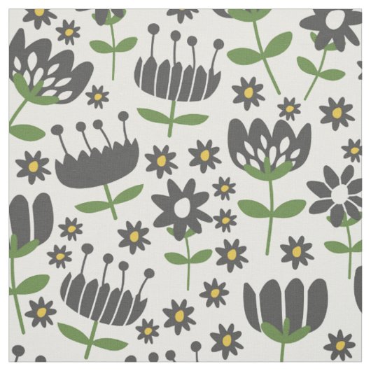Black Flowers Patroon Stof (Swatch)