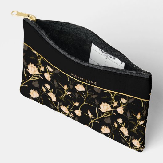 Black Flowers Pattern Pretty Girly Trendy Etui (Open)