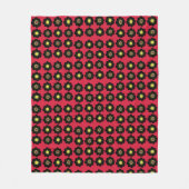 Black Flowers Red Background Scandinavian Flowers Fleece Deken (Voorkant)