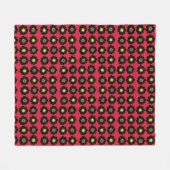 Black Flowers Red Background Scandinavian Flowers Fleece Deken (Voorkant (Horizontaal))