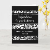 Black Flowers Sister Gefeliciteerd Afstuderen Kaart (Gele Bloem)