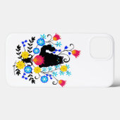 Black Fluffy Cat met bloemen Case-Mate iPhone Case (Achterkant (horizontaal))