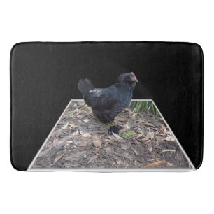 Black Fluffy Chicken Pop Out Memory Bath Foam Mat. Badmat