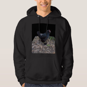 Black Fluffy Rooster Dimensional Art Hoodie