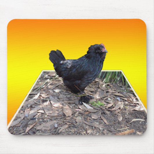 Black Fluffy Rooster Dimensional Art Muismat (Voorkant)
