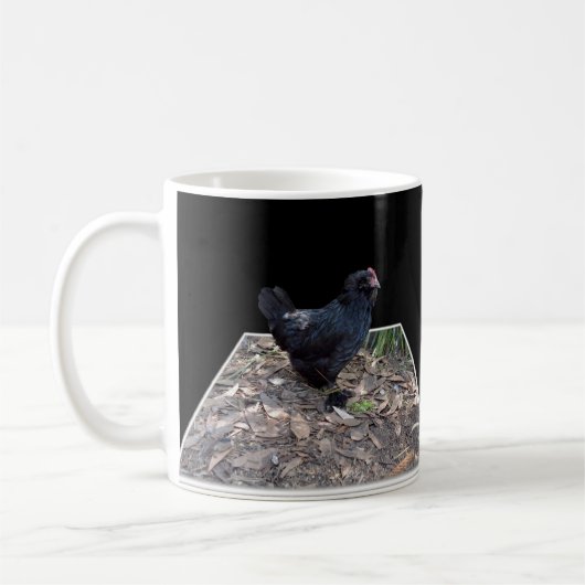 Black Fluffy Rooster Koffiemok (Links)
