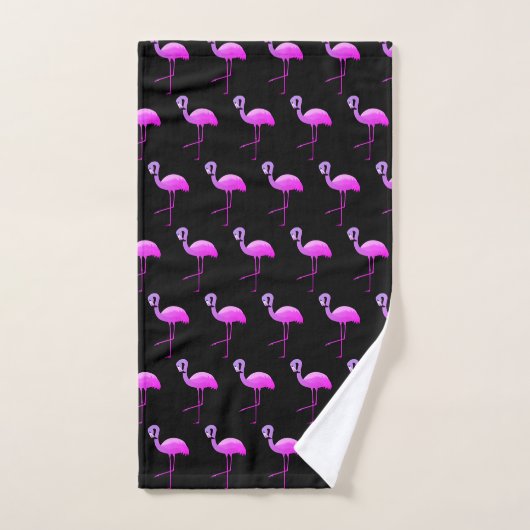 BLACK FLURO FLAMINGO PATROON BATHROOM TOWEL SET BAD HANDDOEK (Handdoek)