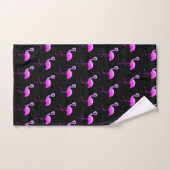 BLACK FLURO FLAMINGO PATROON BATHROOM TOWEL SET BAD HANDDOEK (Handdoek)