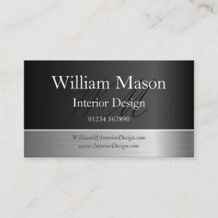 Black Foil & Steel Effect, Monogram Visitekaartje