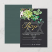 BLACK FOLIAGE WREATH STAR BAR BAT MITZVAH RSVP (Voorkant / Achterkant)
