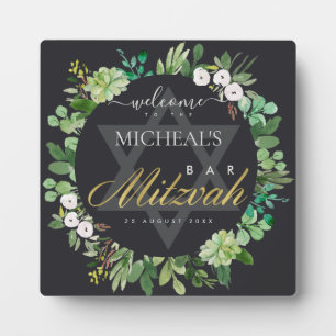 BLACK FOLIAGE WREATH STAR BAR BAT MITZVAH WELCOME FOTOPLAAT