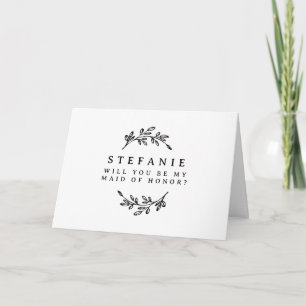 Black Foliage Wreath zal je mijn dienstmeisje zijn Kaart