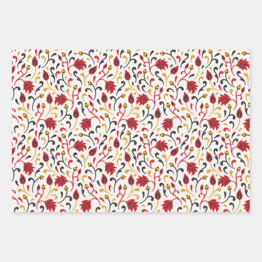 Black Foliage YELLOW (Red Berries) van Russische F Inpakpapier Vel (Voorkant 3)