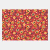 Black Foliage YELLOW (Red Berries) van Russische F Inpakpapier Vel (Voorkant 2)