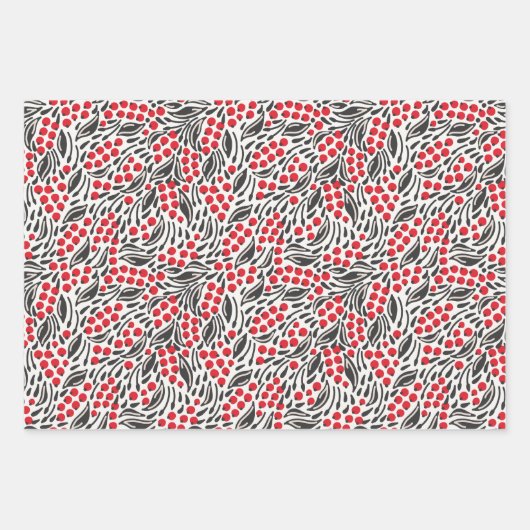 Black Foliage YELLOW (Red Berries) van Russische F Inpakpapier Vel (Voorkant)