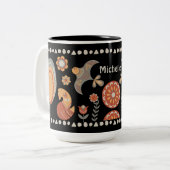 Black Folk Art Animals Wildlife Custom Name Tweekleurige Koffiemok (Voorkant links)