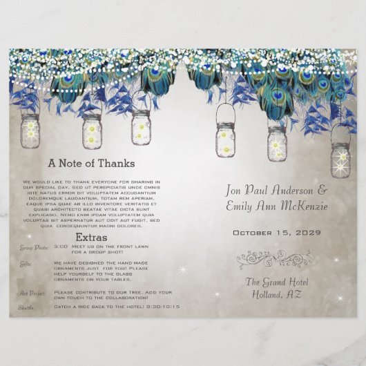 Black Font Mason Jar Peacock Program (Voorkant)