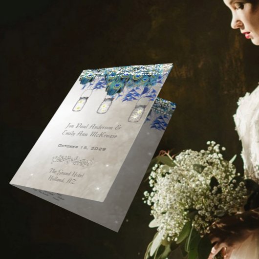 Black Font Mason Jar Peacock Program