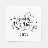 Black Font New Year's Cocktail servetten (Voorkant)